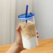 Easter Clearance Travel Water Bottle High Profile Horizontal Thermostable Glass with Covered Wind High Borosilicate Milk Coffee Juice Cup Square Mouth Glass以ä¸ç¿»è¯ç»ææ¥èªæéç¥ç»ç½ç»